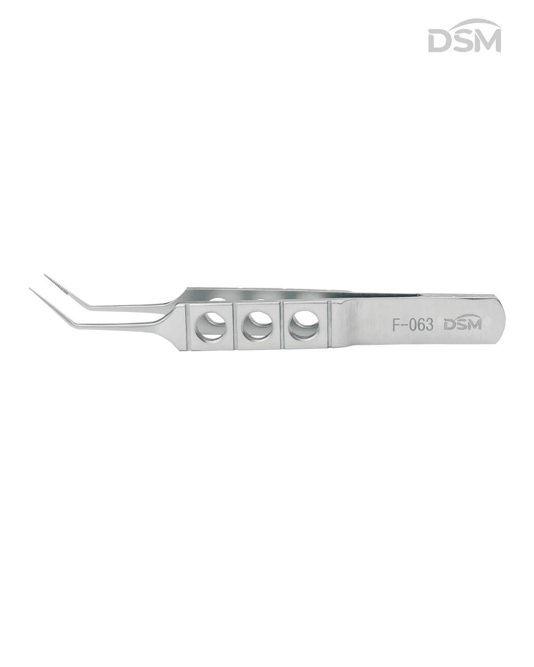 F-063 85mm Angled Toothed Forceps Pinza Dentada Angulada Box of 4-Caja de 4