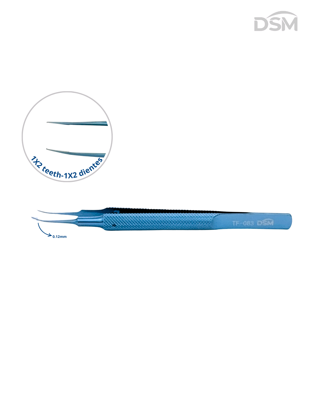 TF-083 0.12mm | 105mm Curved Toothe Forceps Pinzas de dientes curvos
