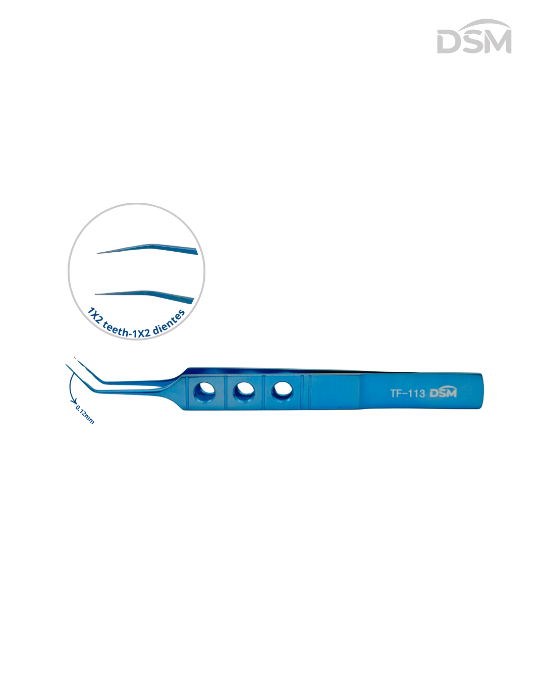 TF-113 0.12mm| 105mm Kelman-Mcpherson Toothed Forceps Pinzas dentadas Kelman-Mcpherson
