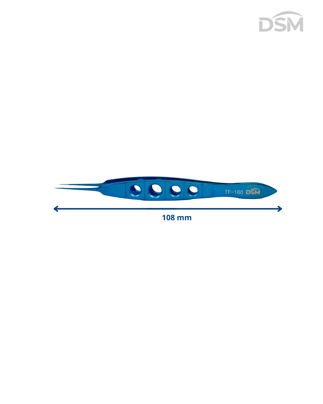 TF-160 0.12mm | 108mm Castroviejo Suturing Forceps Pinza de sutura Castroviejo