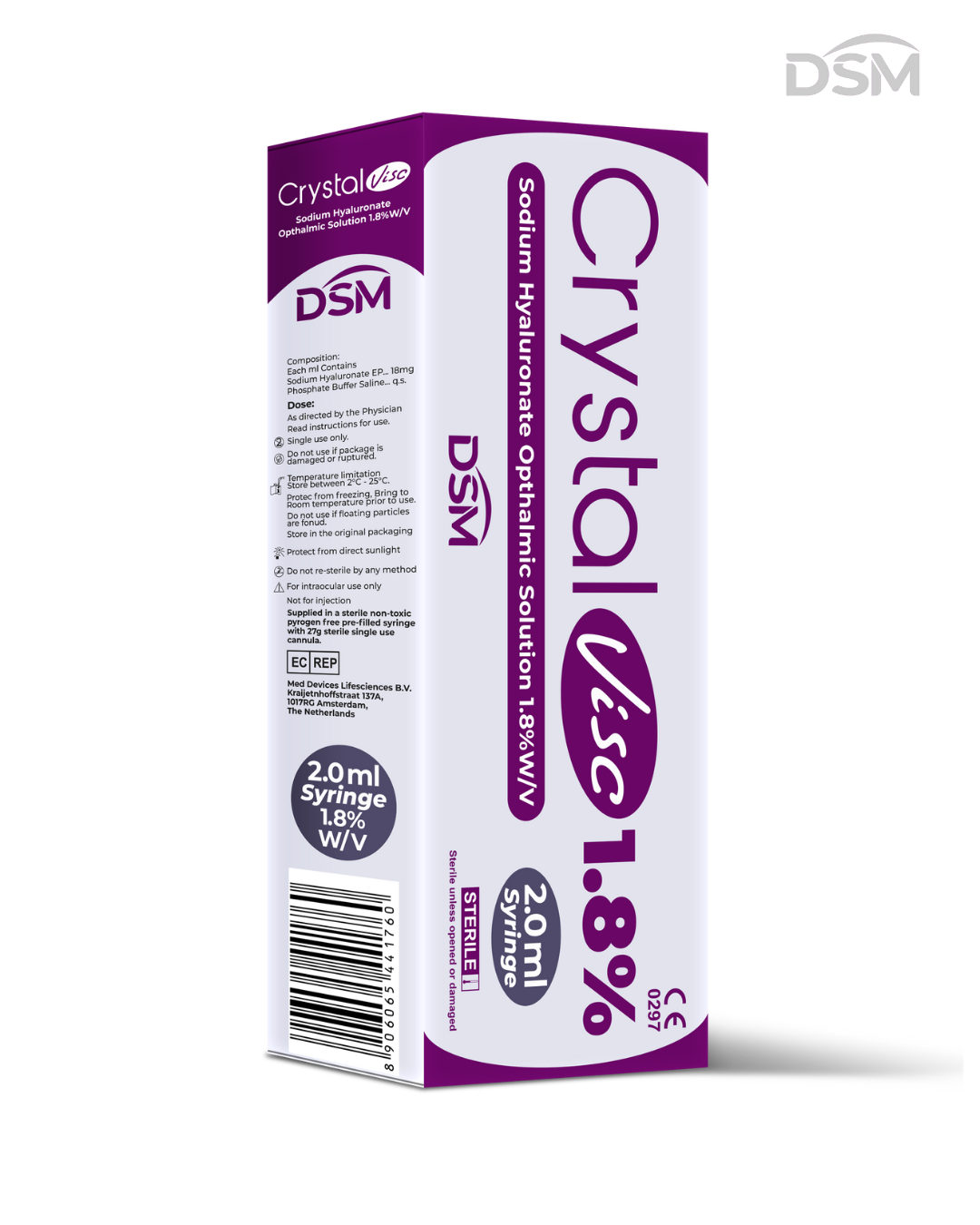 Viscoelástico Crystal Visc 1.8% Hialuronato de Sodio 2ml