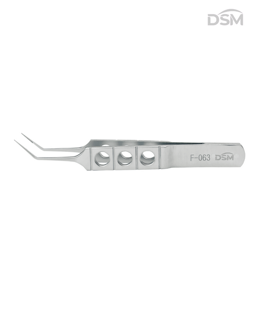 F-063 85mm Angled Toothed Forceps Pinza Dentada Angulada Box of 4-Caja de 4