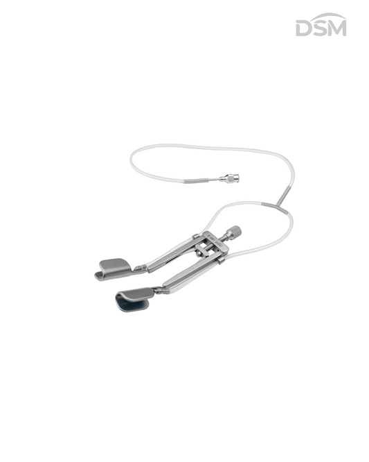 E-041    78mm            Lindstrom-chu Aspirating Adjustable Speculum      Blefaróstato Ajustable por Aspiración Lindstrom-chu    Box of 4-Caja de 4